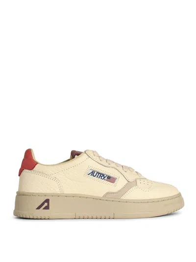 Autry White Leather Sneakers In Grey