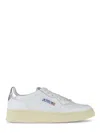 Autry White Leather Sneakers With Metallic Heel Tab In Animal Print