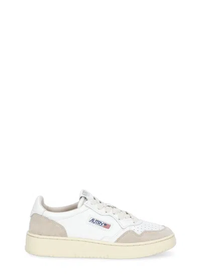 Autry Suede And Leather Medalist Low Sneakers In White