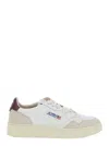 Autry Medalist Low Sneakers In White And Burgundy Suede And Leather In Neutral