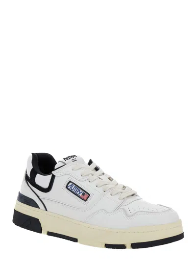 AUTRY WHITE LOW TOP SNEAKERS WITH BLACK DETAILS AND LOGO PATCH IN LEATHER AND SUEDE MAN