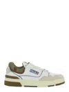 Autry White Low Top Sneakers With Green Details And Logo Patch In Leather And Suede Man