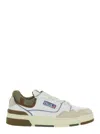 Autry White Low Top Sneakers With Green Details And Logo Patch