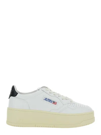 Autry White Low Top Sneakers With Oversized Platform In Leather Woman