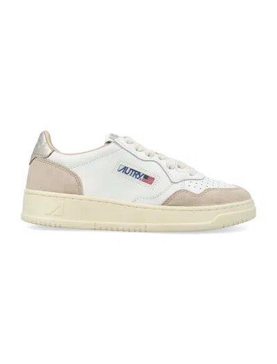 Autry White Medalist Leather Suede Sneakers