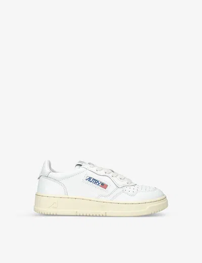 AUTRY WHITE MEDALIST LOGO-EMBROIDERED LEATHER LOW-TOP TRAINERS 4-9 YEARS,67001980