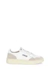 Autry White Medalist Low Powder Heel Suede-trim Leather Sneakers In White