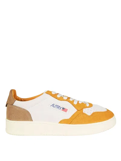 Autry White Medalist Low Mustard Overlay Sneakers In Multi