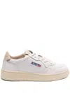 Autry White Medalist Low Sneakers In Leather With Snake Diamond Print In White