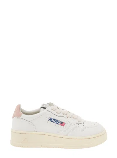 Autry Kids' White Medalist Low Top Sneakers In Cow Leather