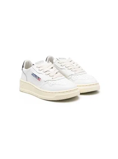 Autry Kids' White Medalist Low Top Sneakers In Cow Leather