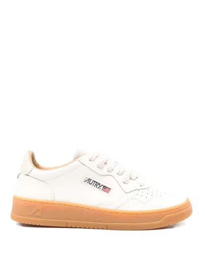 Autry White Medalist Sneakers With Brown Sole