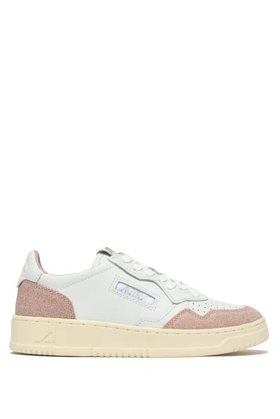 Autry White Medalist Suede Glitter Sneakers