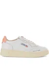 Autry Medalist Low Sneakers In White And Peach Leather With Handwriting Details Shoes In White