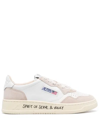 Autry White Pink Lace Up Sneakers