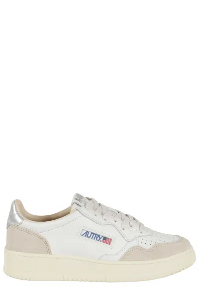 Autry White Silver Medalist Low Suede Leather Sneakers In Multi
