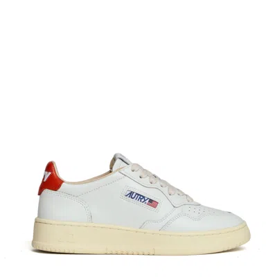 Autry White Spicy Orange Leather Medalist Low Sneakers In Multi