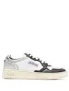 Autry Black And White 'medalist' Low Top Sneakers Distressed Effect In Cow Leather In White