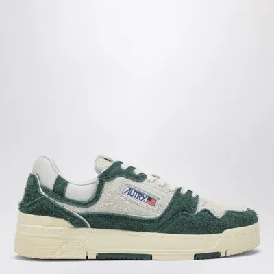 AUTRY AUTRY WHITE/BOTTLE GREEN SUEDE AND MESH CLC SNEAKERS