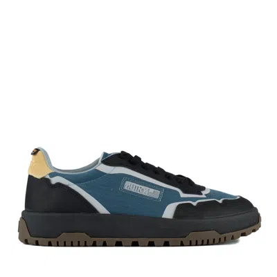 Autry Wildpace Low Nylon Ripstop And Leather Dark Blue And Black Sneakers In Multi
