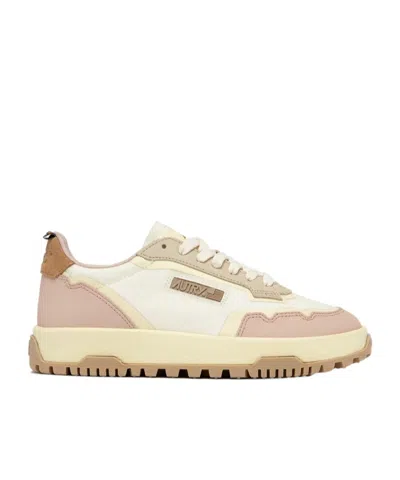 Autry Wildpace Low Sneakers In Marshmallow And Silk Cordura And Leather In Black