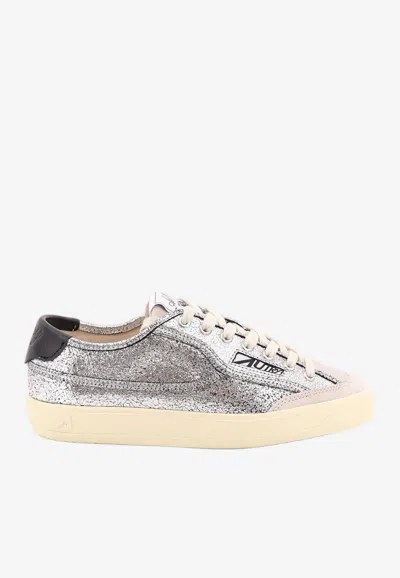 Autry Windscape Crackled Metallic Low-top Trainers