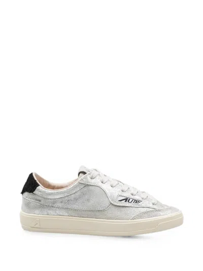 Autry Windscape Laminated Suede Sneakers In Gray