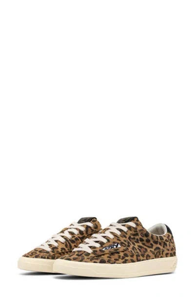 Autry Windscape Low Sneakers In Leopard And Black Suede In Animal Print