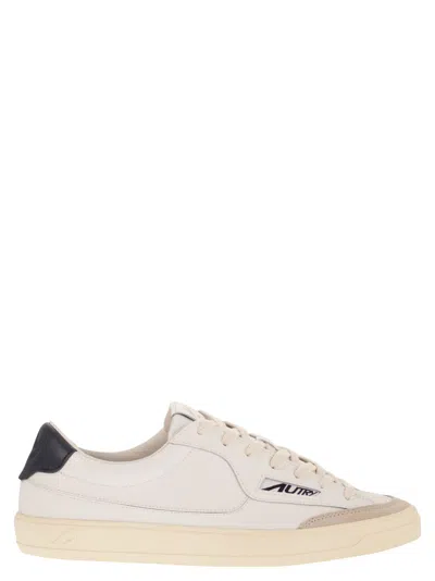 Autry Windscape Leather Sneakers With Suede Insert In White
