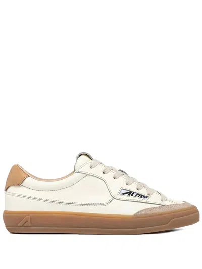 Autry Windscape Low Sneakers In Marshmallow And Tan Leather In Multi