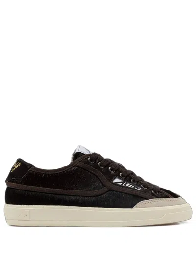 Autry Windscape Low Sneakers With Pony-hair Effect In Brown
