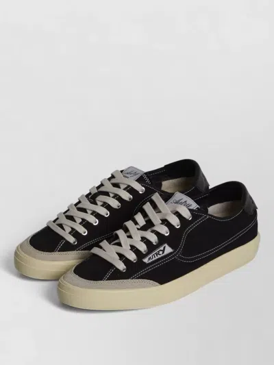 Autry Windscape Low Top Leather Canvas Sneakers In Black