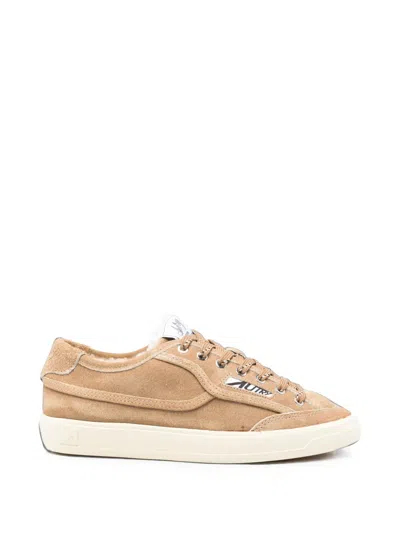 Autry Windscape Shearling-lined Suede Sneakers In Pink