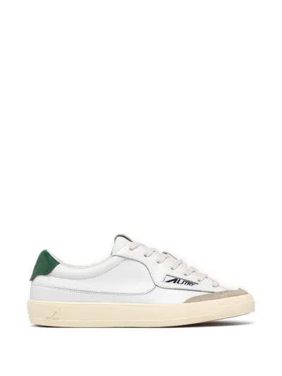 Autry Windscape Low Green Leather Nylon Rubber Sneakers In White