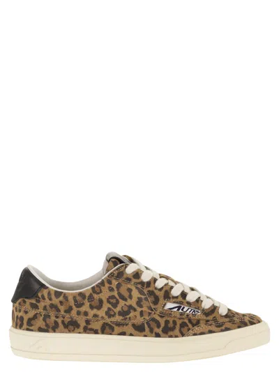 Autry Windscape Suede Trainers With Animal Print In Brown
