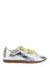 Autry Front Lace Sneakers In Bright Yellow And Shiny Silver In Gray