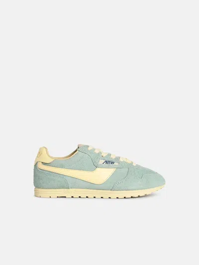 Autry 'windspin Low' Sneakers In Suede And Light Blue Fabric