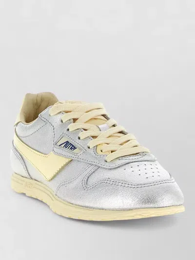 Autry Windspin Low Sneakers Perforated Contrast Panel In Silver