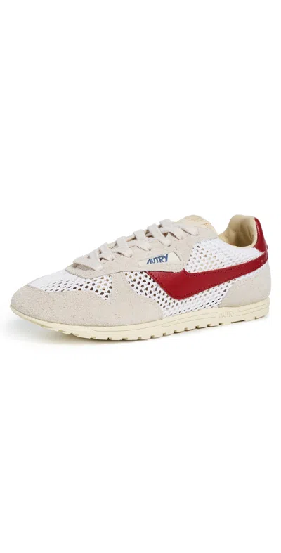 Autry Windspin Brushed- Suede, Open-knit And Leather Sneakers In Neutral
