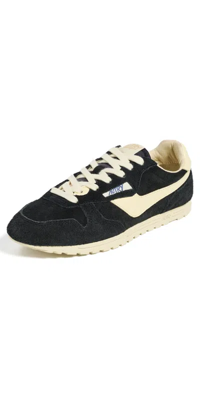 Autry Windspin Low Leather Sneaker In Black