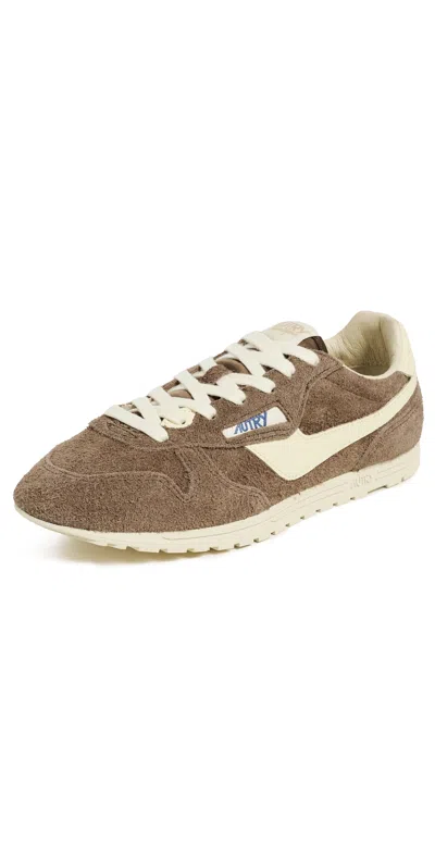 Autry Windspin Suede Logo-patch Sneakers In Brown