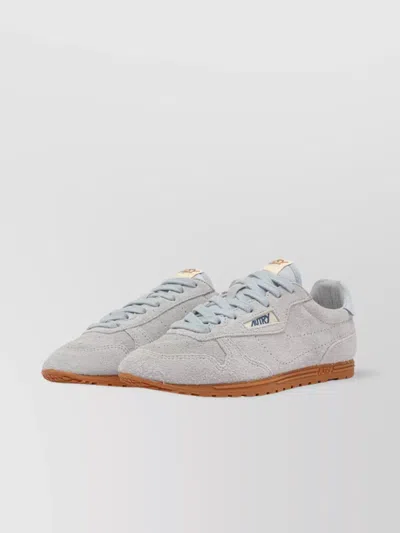 Autry Windspin Low Suede Sneakers With Ultra-flat Sole In Gray