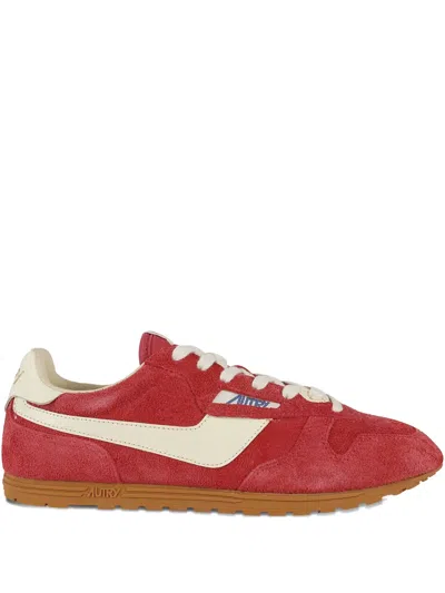 Autry Windspin Sneakers In Suede And Parrot Leather And Rutabaga In Red