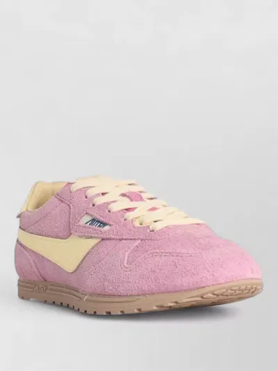 Autry Windspin Low Top Suede Sneakers Contrast Sole In Pink
