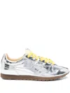 Autry Front Lace Sneakers In Bright Yellow And Shiny Silver In Multi