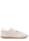 Shop Autry Windspin Panelled Brushed Suede Sneakers In Off White