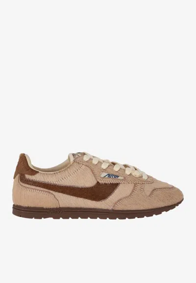 Autry Windspin Pony Hair Low-top Sneakers In Brown