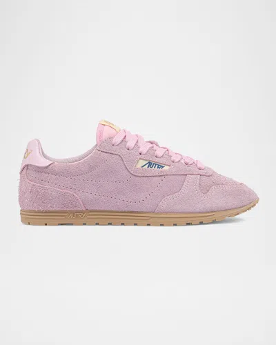 Autry Windspin Retro Suede Low-top Sneakers In Pink