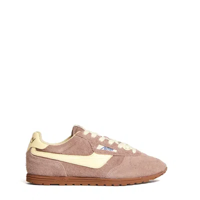 Autry Windspin Shaved Suede Running Sneakers In Neutral