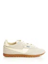 Autry Low Suede Leather Sneakers With Perforated Toe In Neutral